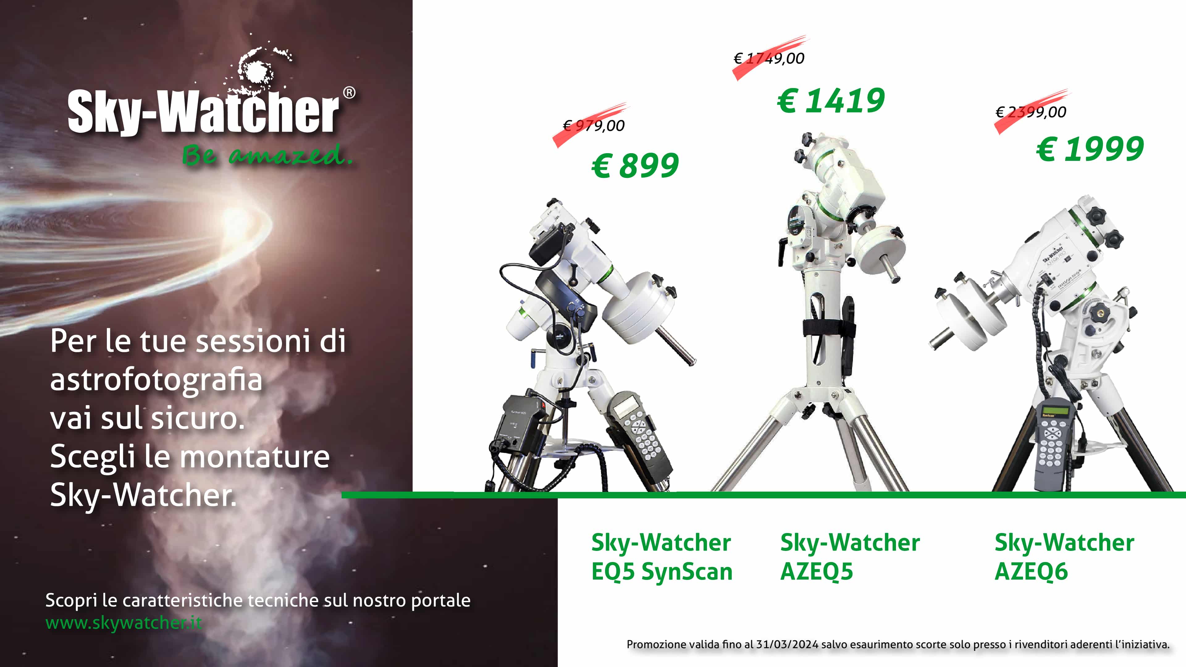 Al momento stai visualizzando Promozione 2024 Montature Sky-Watcher per Astrofotografia